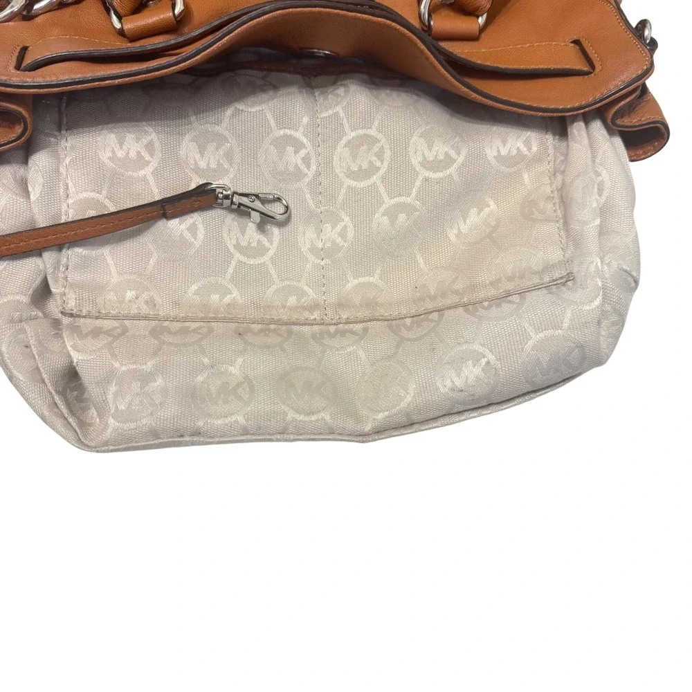 Michael Kors‎ Hamilton Satchel Womens OS Tan Luggage Pebbled Leather Silver - Picture 11 of 14